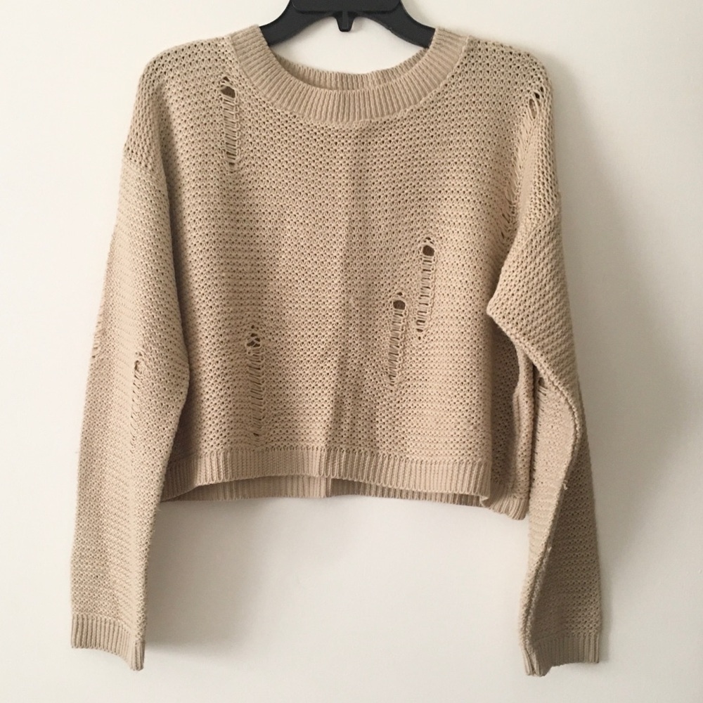 Tan Distressed Sweater